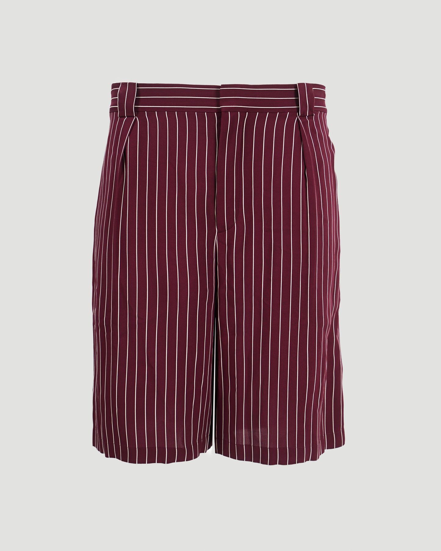 Striped Bermuda Shorts in Burgundy