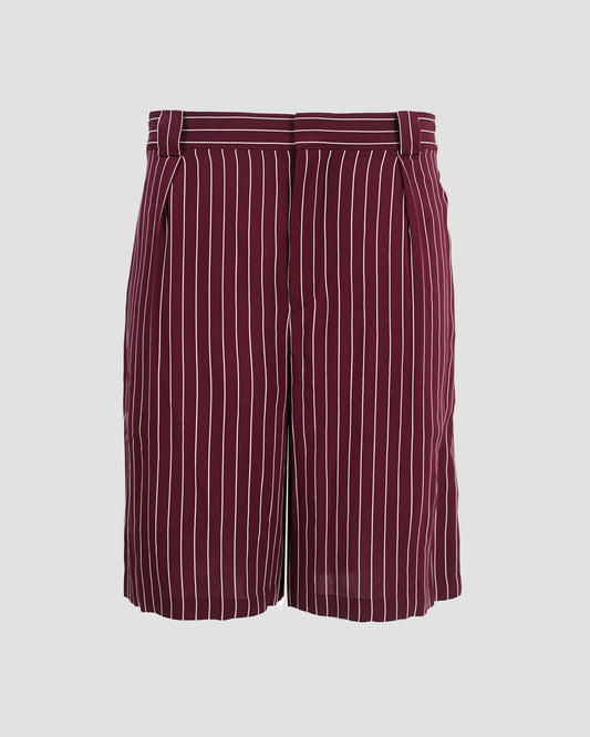 Striped Bermuda Shorts in Burgundy
