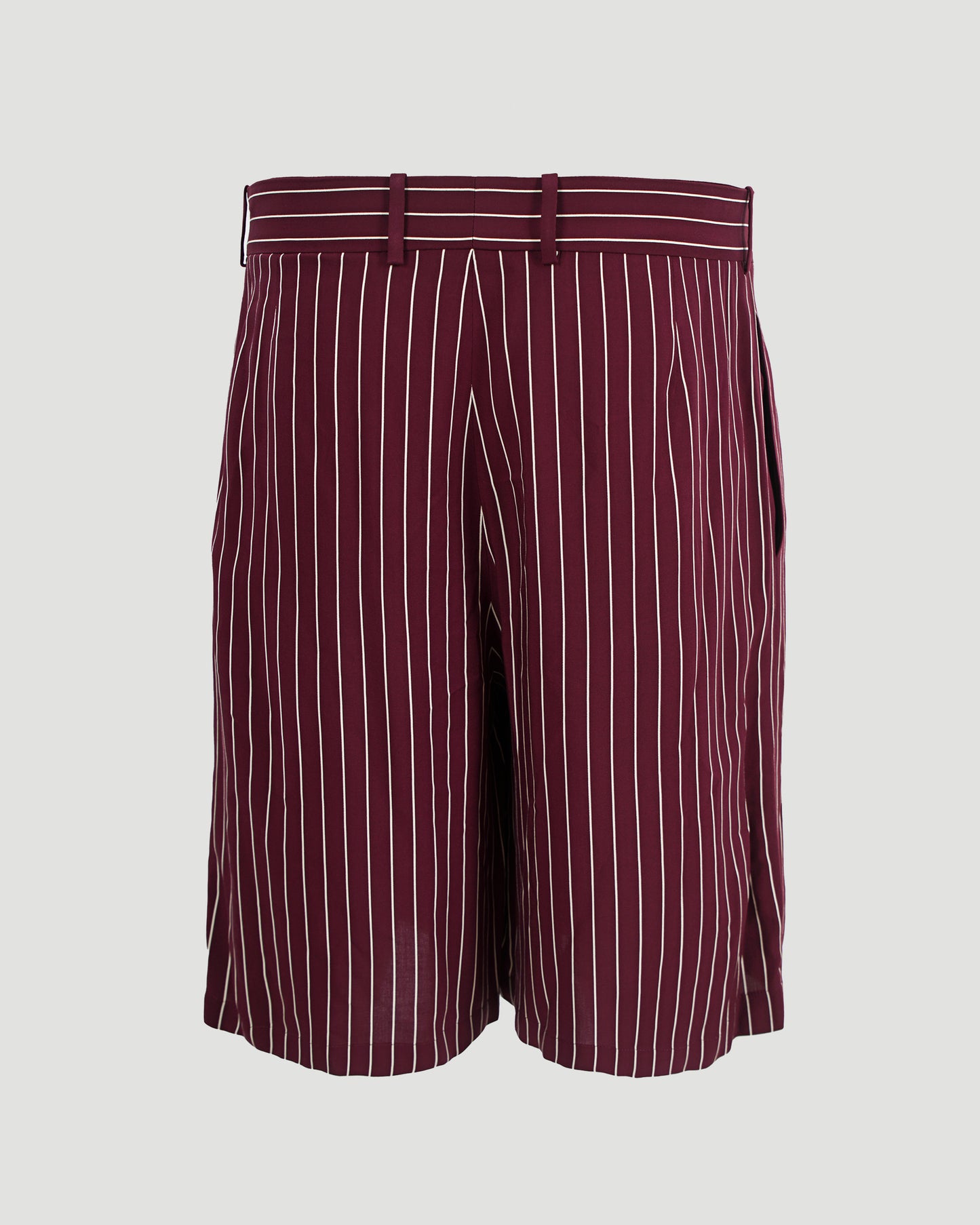 Striped Bermuda Shorts in Burgundy