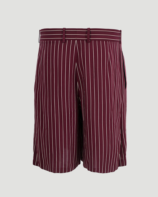 Striped Bermuda Shorts in Burgundy