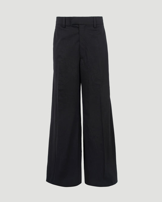 Crinkle-effect wide-leg trousers