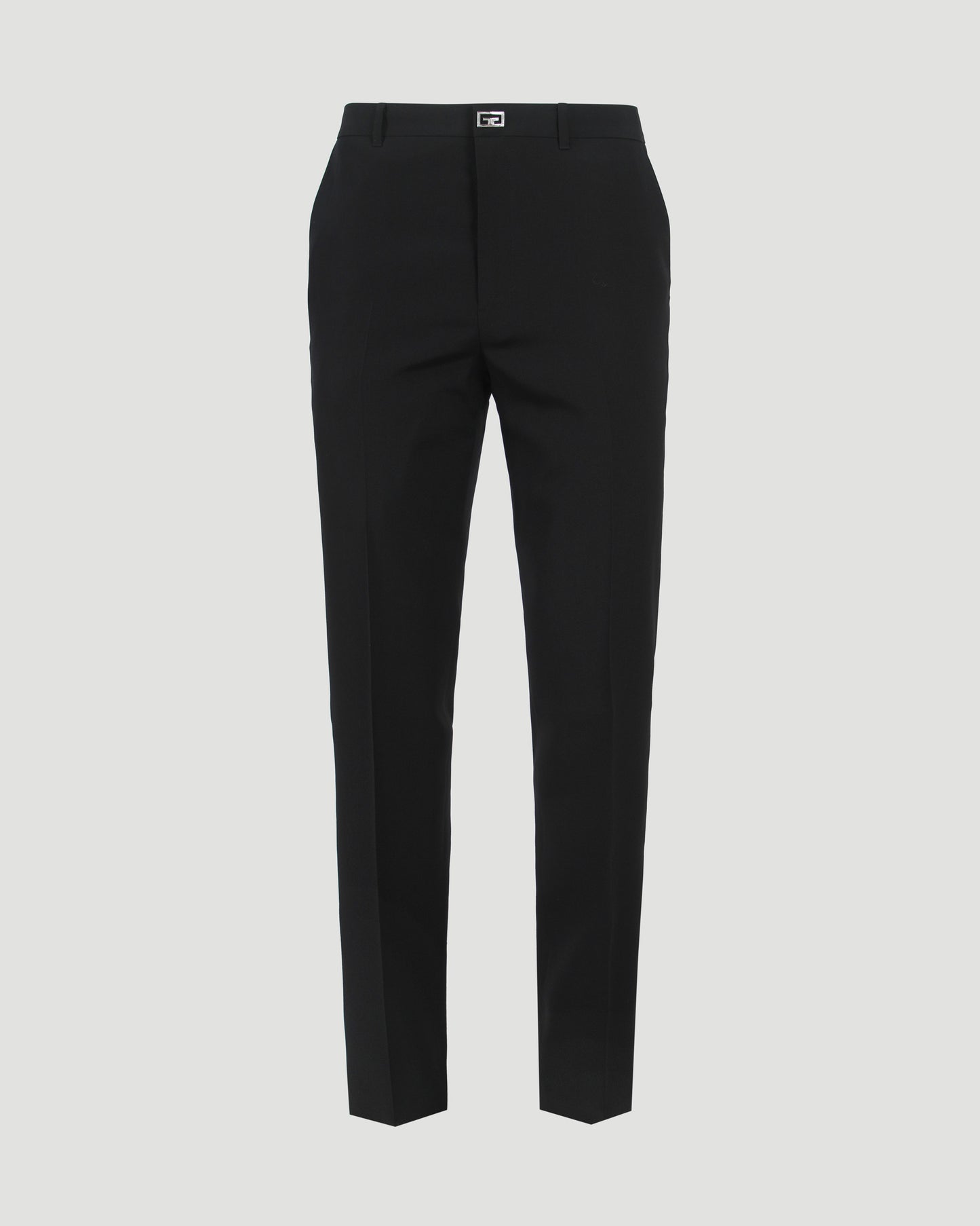 Givenchy Slim fit Tailored Pants in Wool With 2G Clip in Black — front view