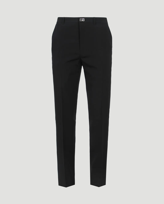 Givenchy Slim fit Tailored Pants in Wool With 2G Clip in Black — front view