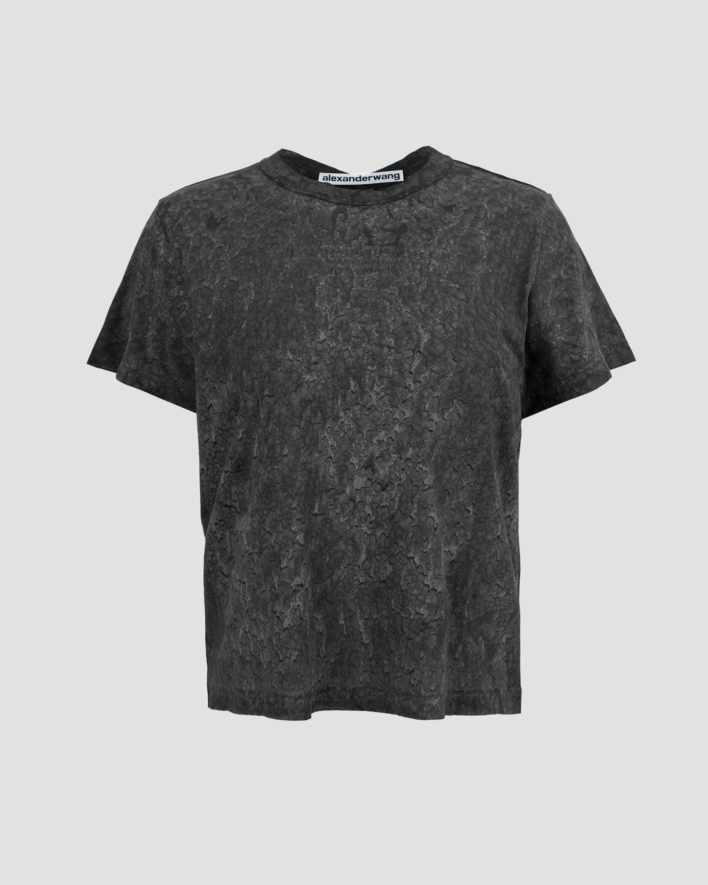 Splatter wash shrunken tee in cotton hemp jersey