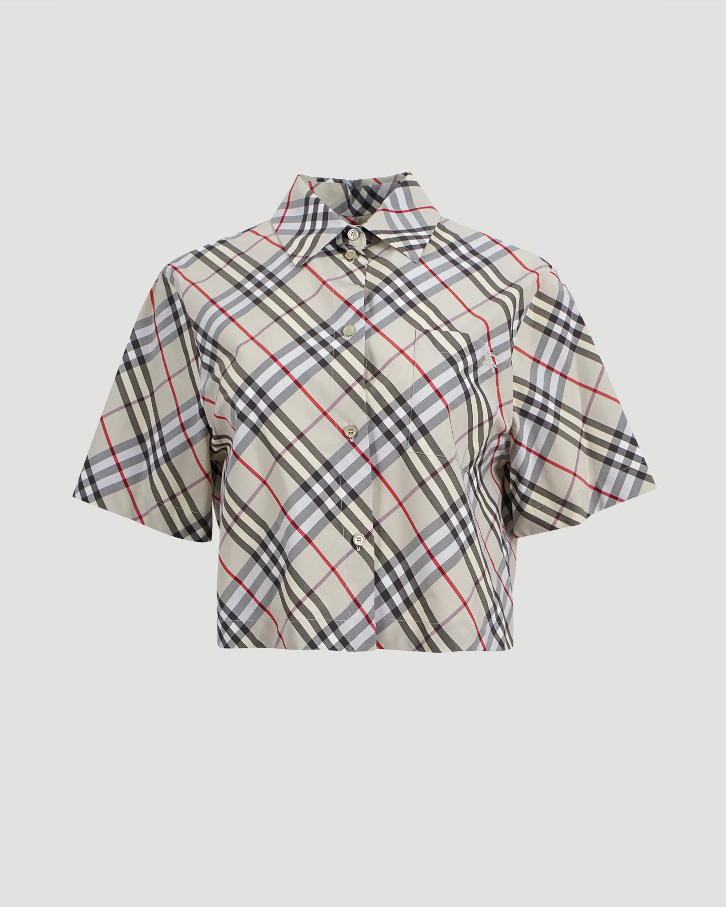 Cropped Check Cotton Shirt
