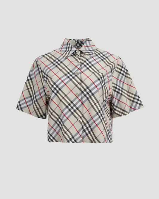 Cropped Check Cotton Shirt