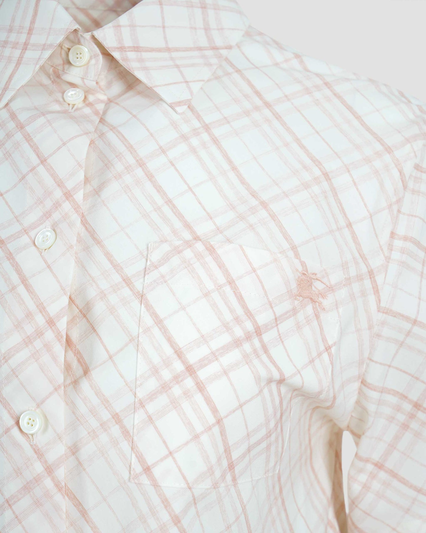 Cropped Check Cotton Shirt in Dusky Rose