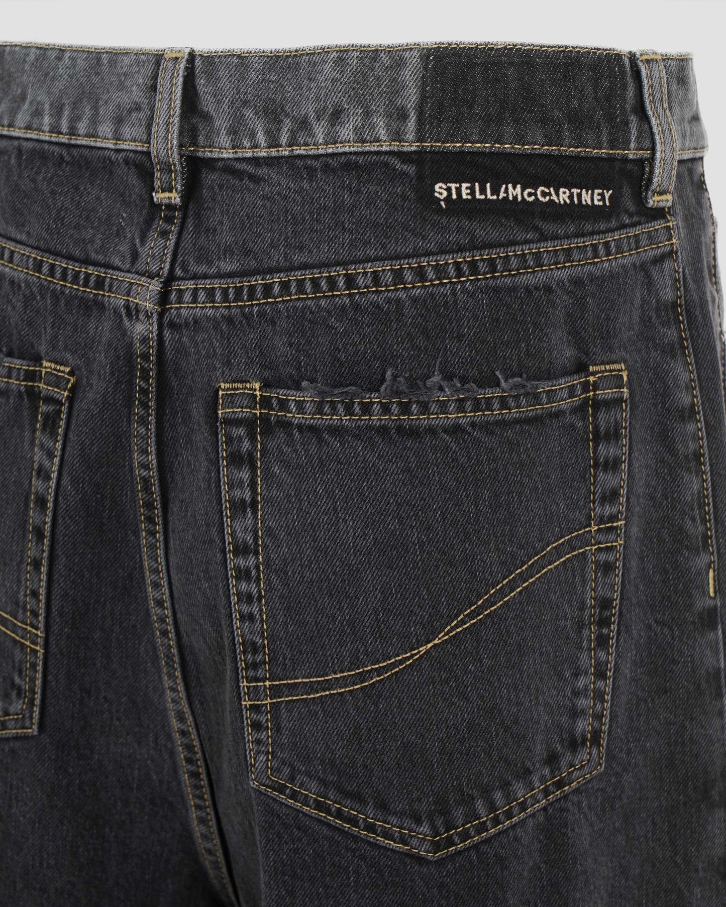 Two-Tone Black Wide-Leg Denim Jeans