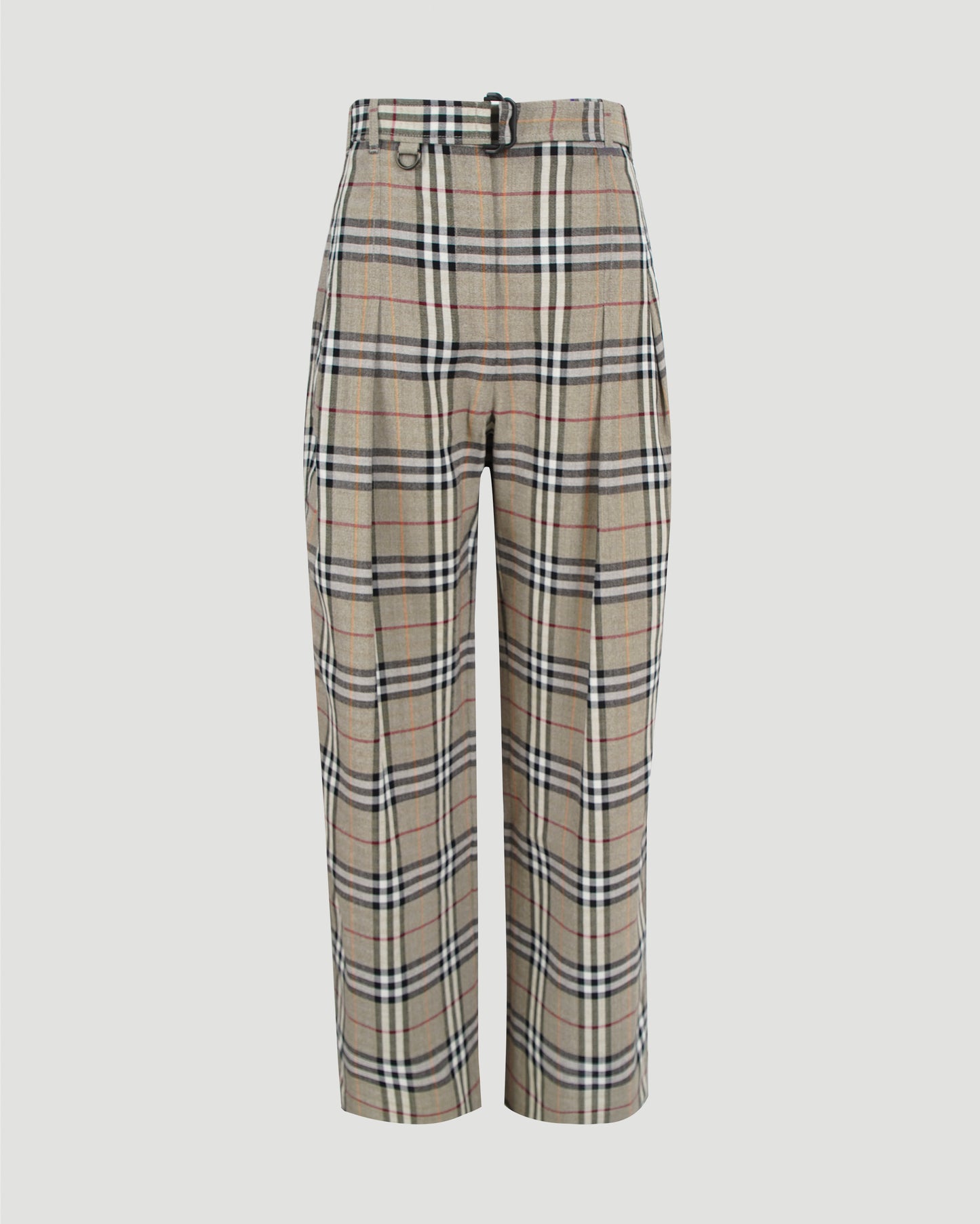 Check Silk Blend Belted Trousers