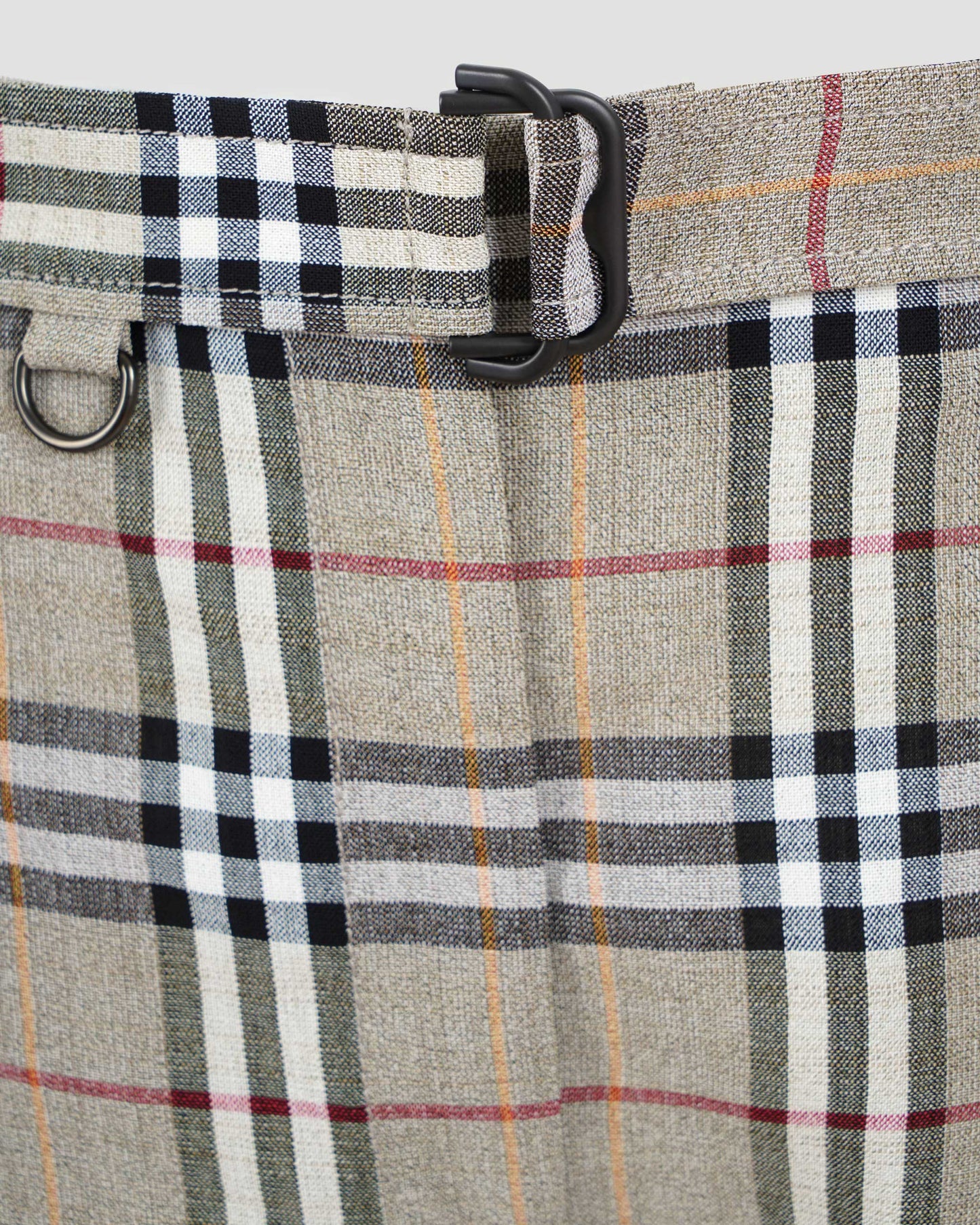 Check Silk Blend Belted Trousers