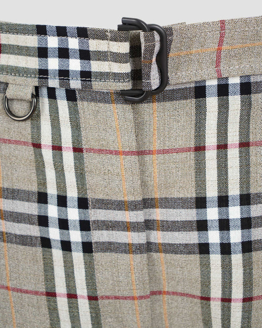 Check Silk Blend Belted Trousers