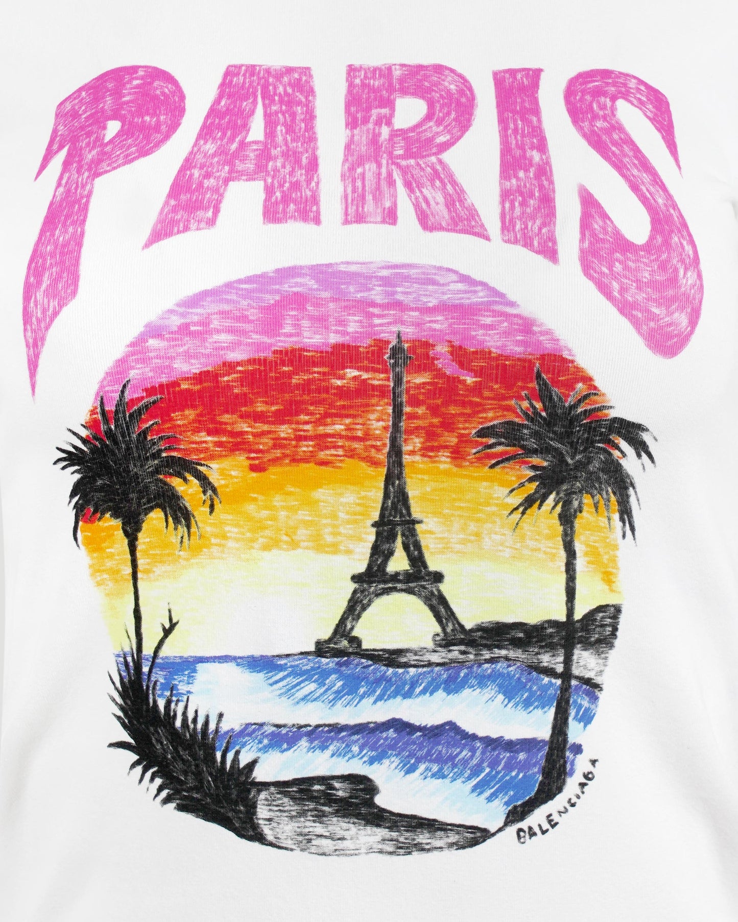 Paris Tropical T-Shirt Fitted in white and pink