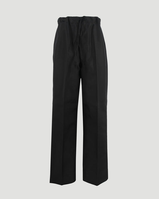 Waist Tie Trousers in Black