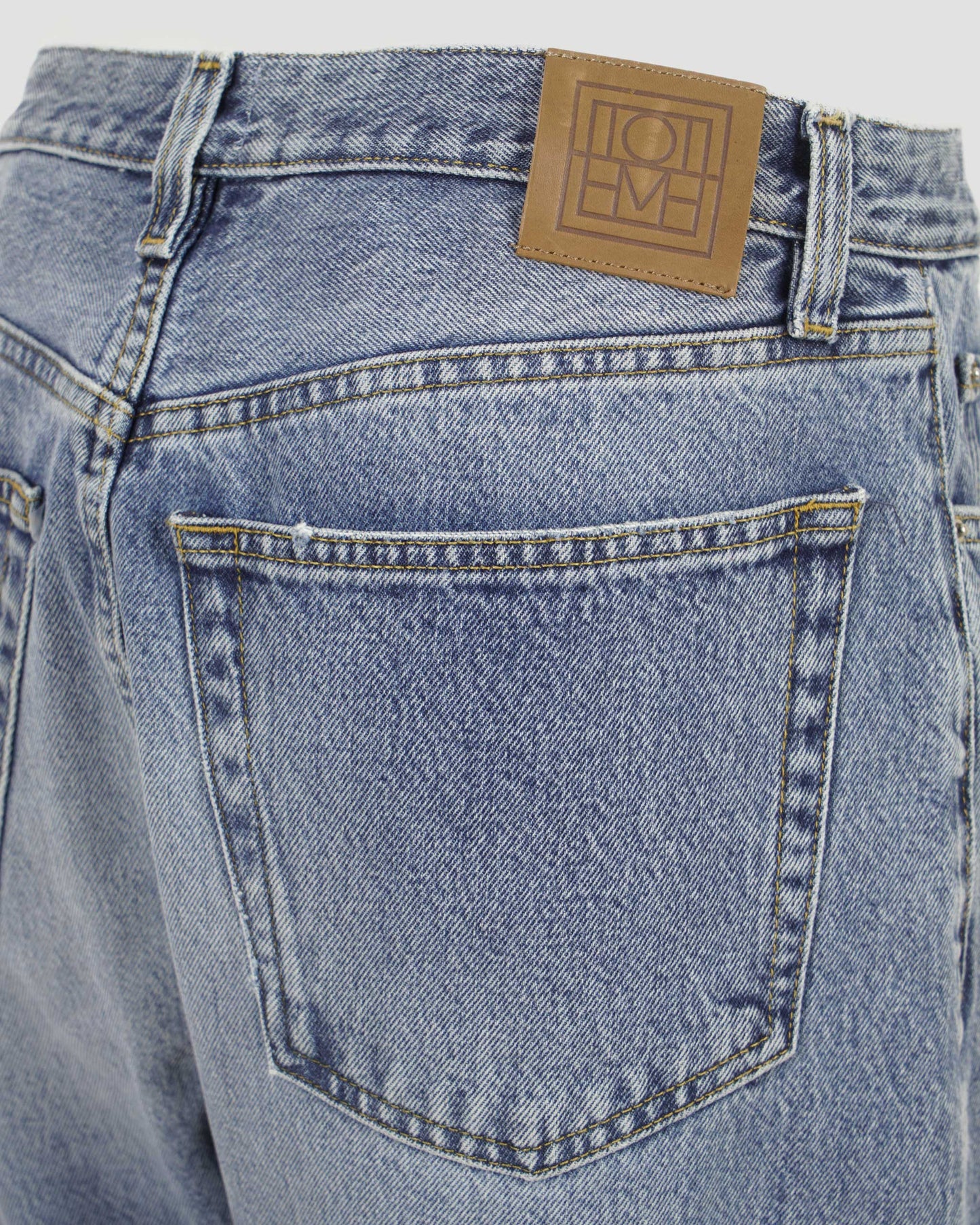 Twisted Seam Denim Full Length Worn Blue