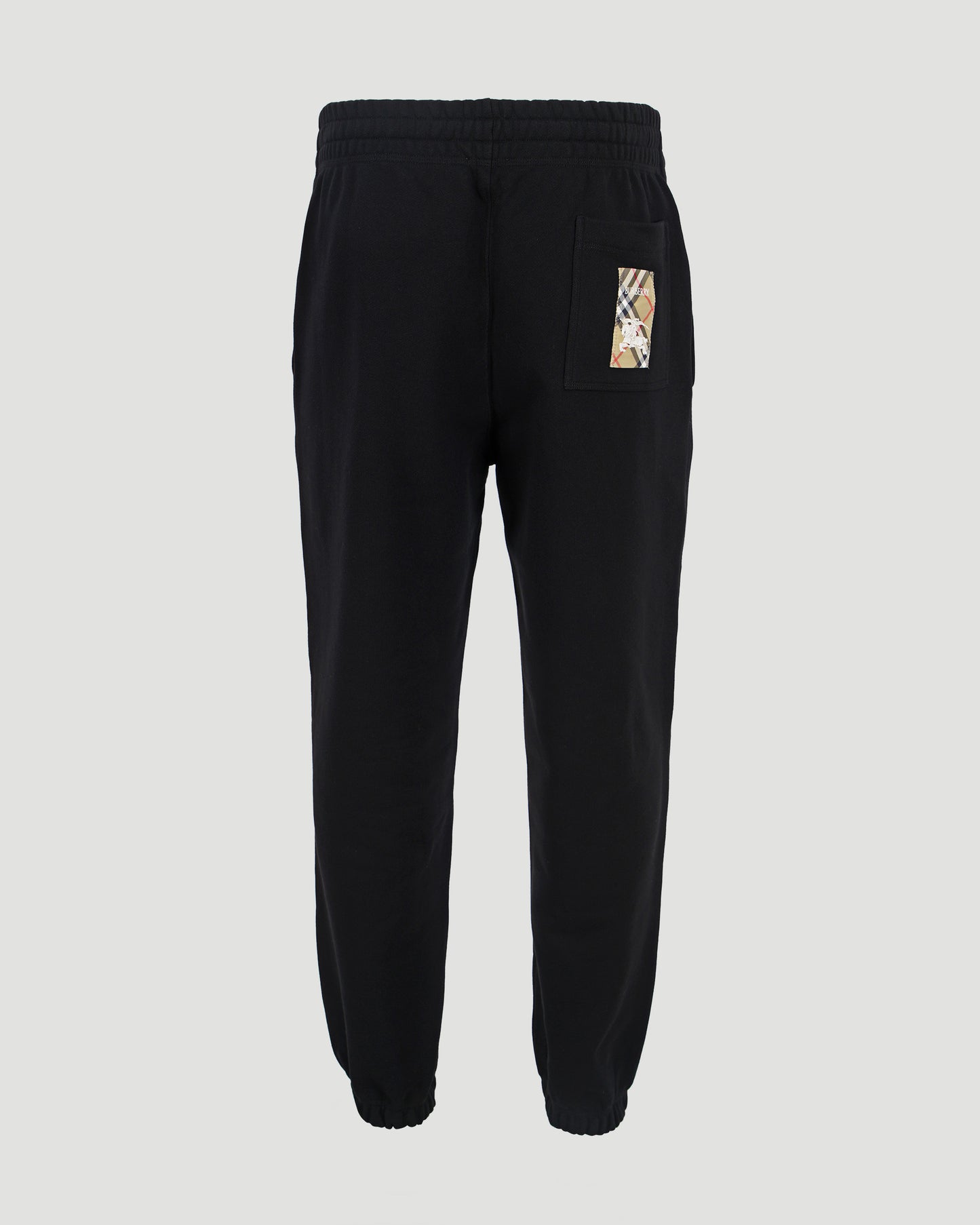 Check-Logo Patch Cotton Track Pants in Black