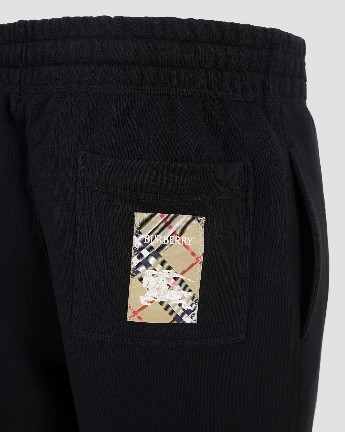 Check-Logo Patch Cotton Track Pants in Black