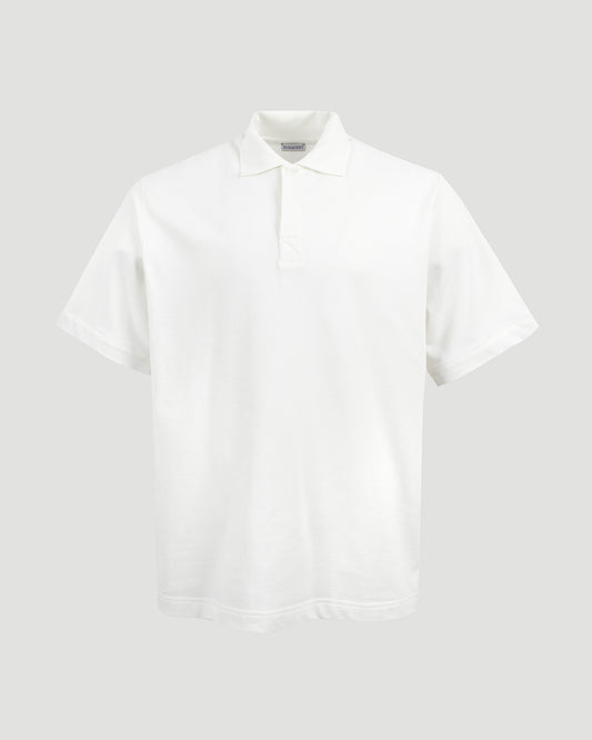 Striped cotton polo shirt in white