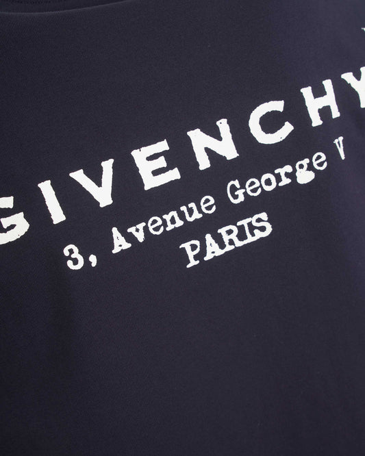 T-Shirt in Cotton With GIVENCHY Stamp Print in Navy