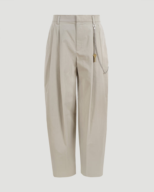 Grey Cotton-Blend Balloon-Leg Pants