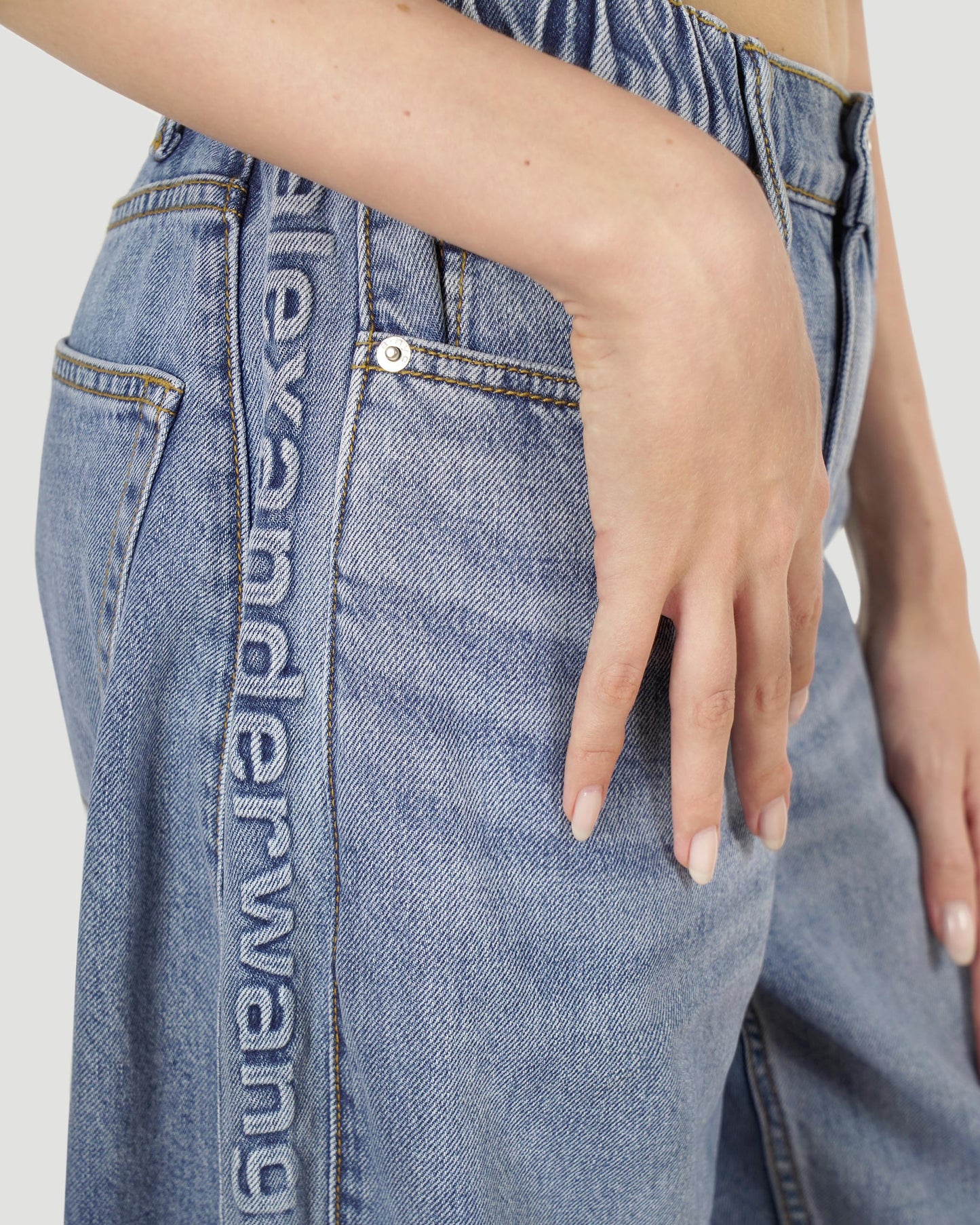 Logo-Embossed Denim Balloon Jogger Pants
