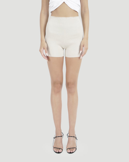 Fitted rib shorts In Ecru