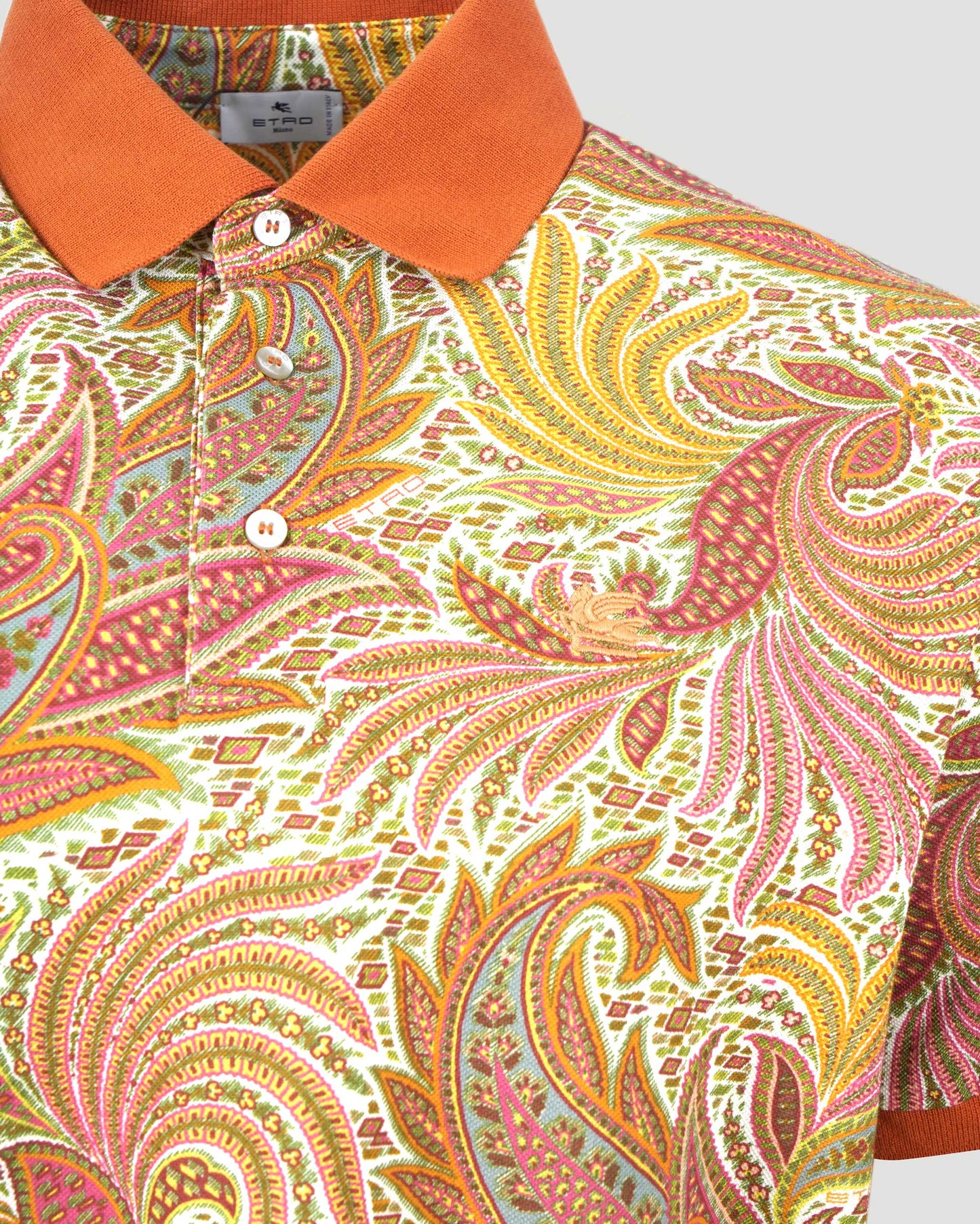 PAISLEY JACQUARD POLO SHIRT IN ORANGE