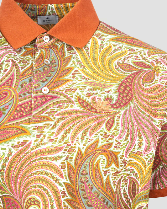 PAISLEY JACQUARD POLO SHIRT IN ORANGE