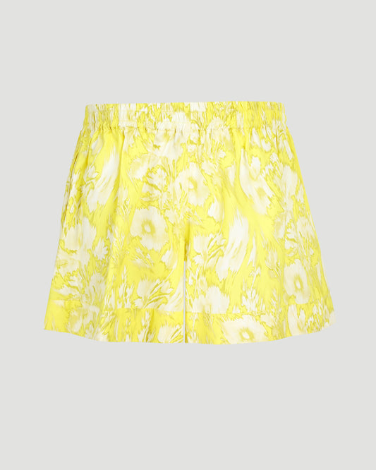 Warped Floral Shorts in Yellow