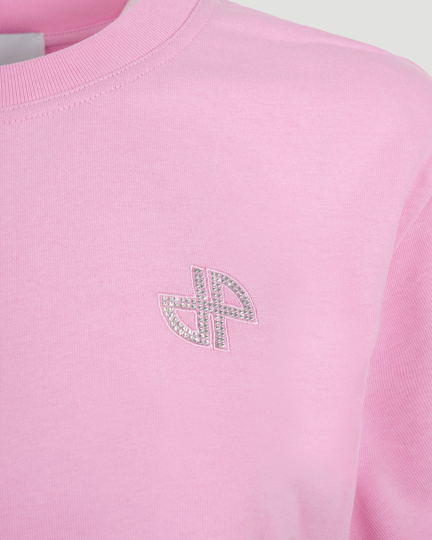 Embellished Cropped T-Shirt in Pink