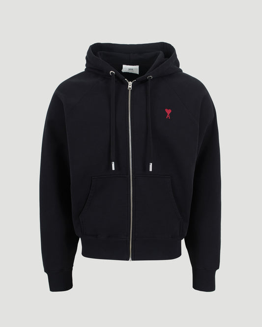 ZIPPED HOODIE IN BLACK