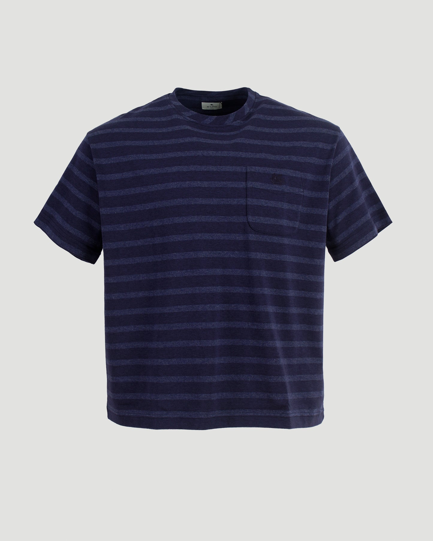 Striped Jersey Round-Neck T-shirt with Chest Pocket