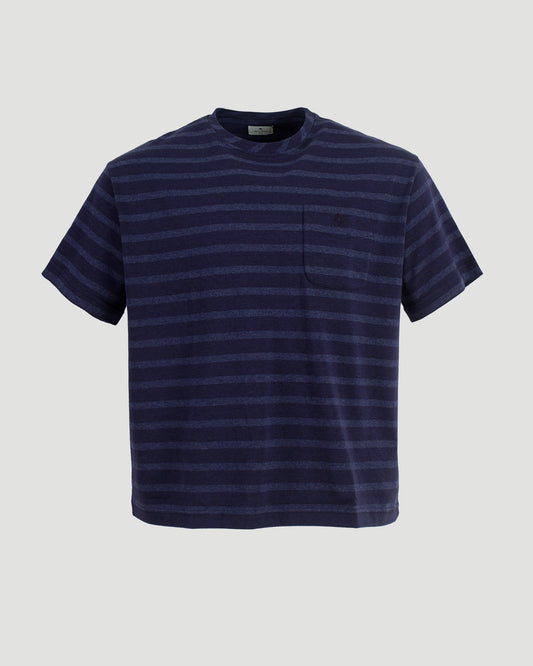 Striped Jersey Round-Neck T-shirt with Chest Pocket
