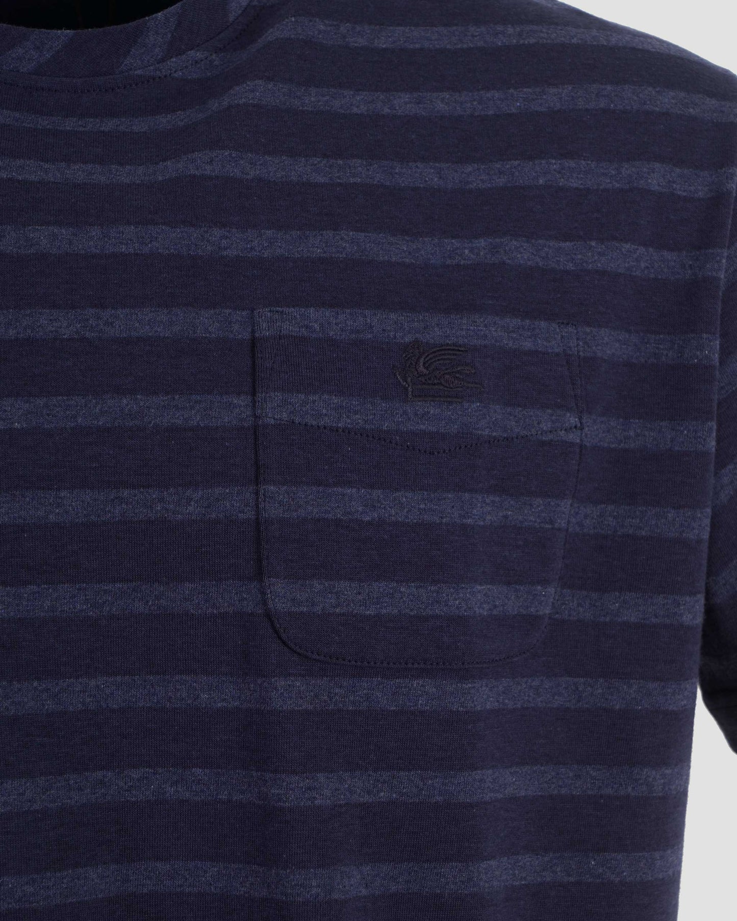 Striped Jersey Round-Neck T-shirt with Chest Pocket