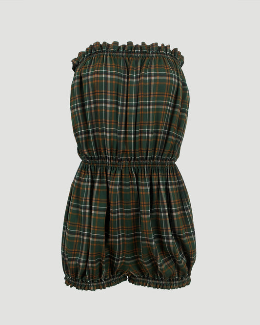 Plaid Strapless Jumpsuit