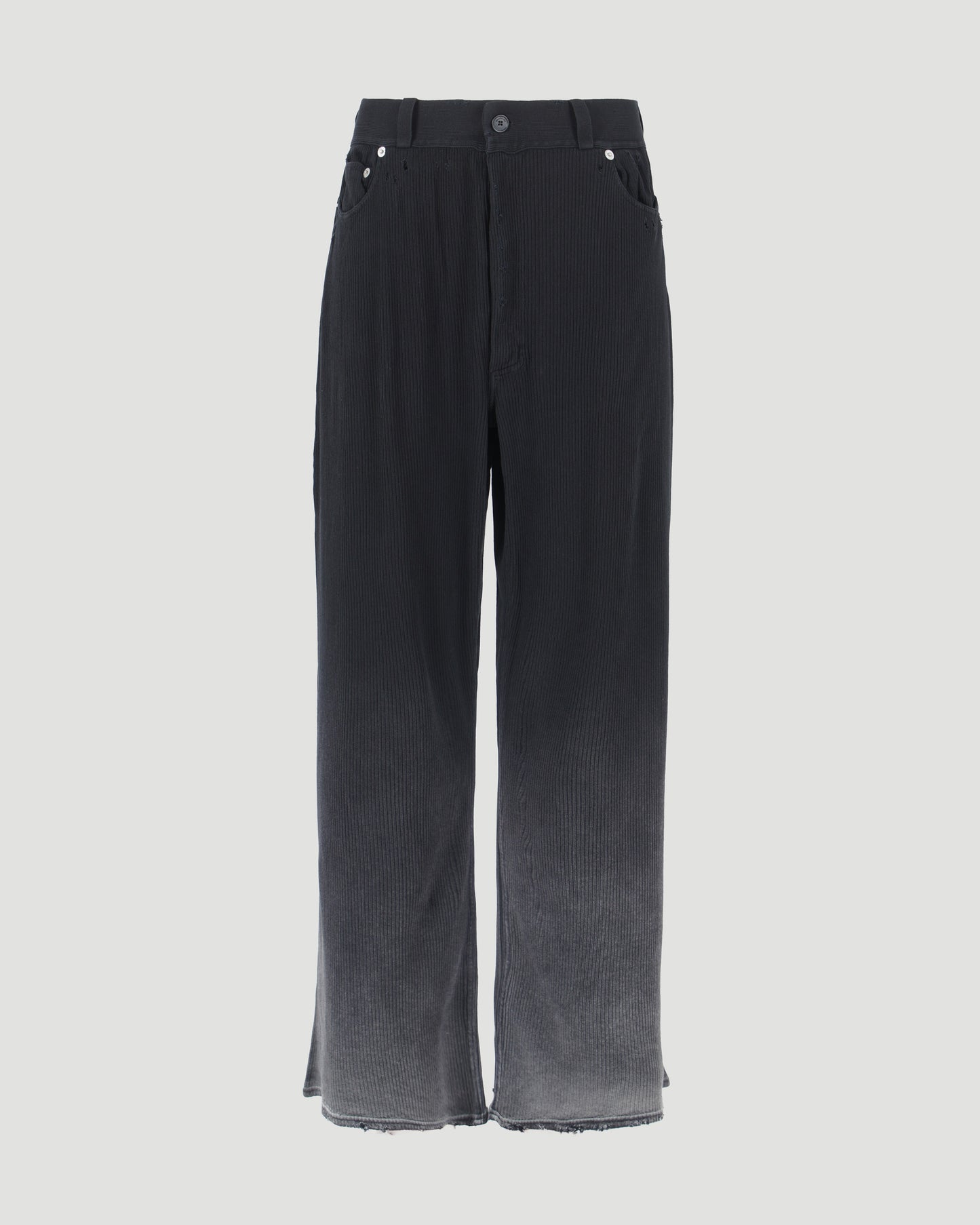 Pants in black bleached cotton rib knit