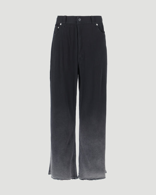Pants in black bleached cotton rib knit