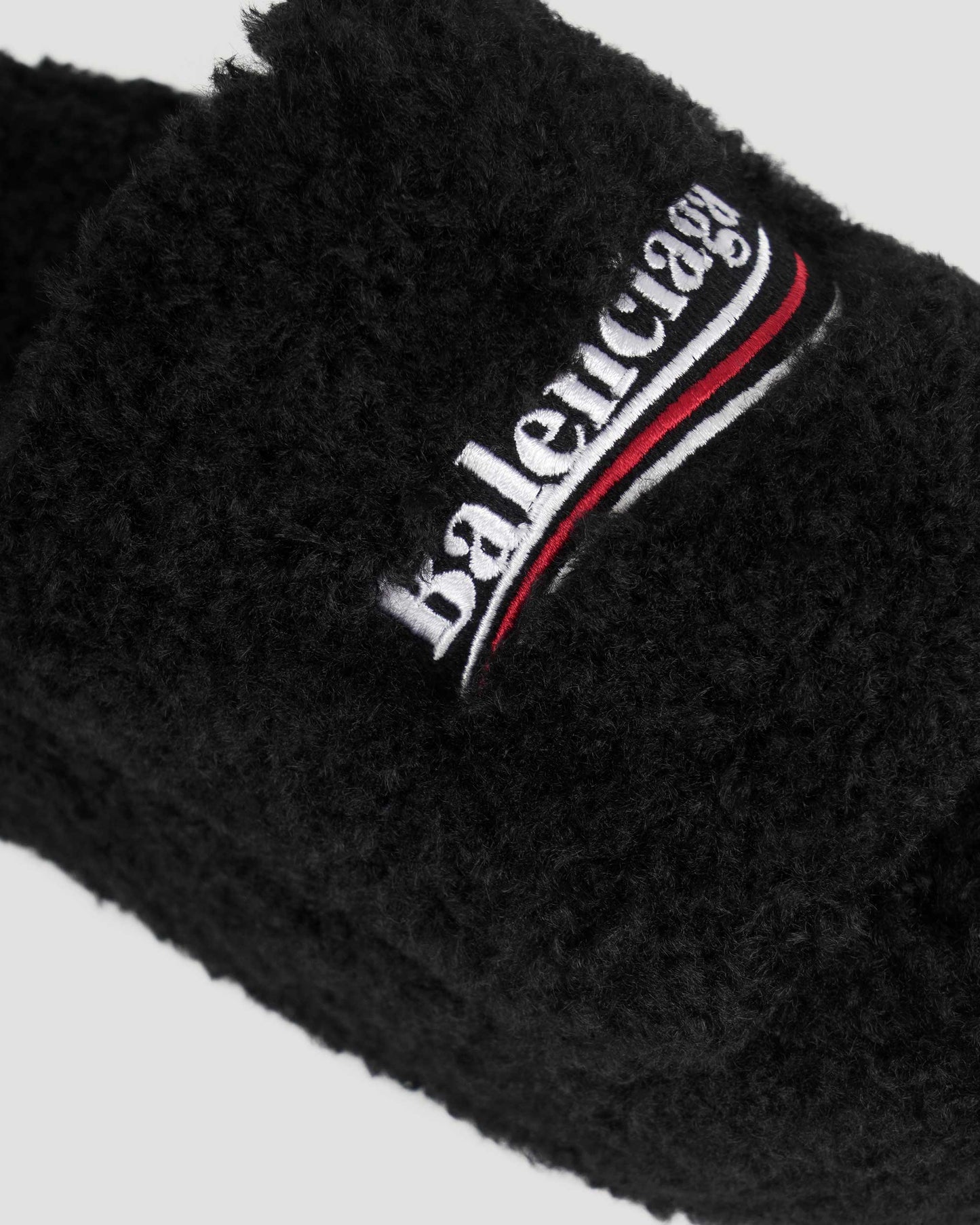 Faux-Fur Platform Slides in Black