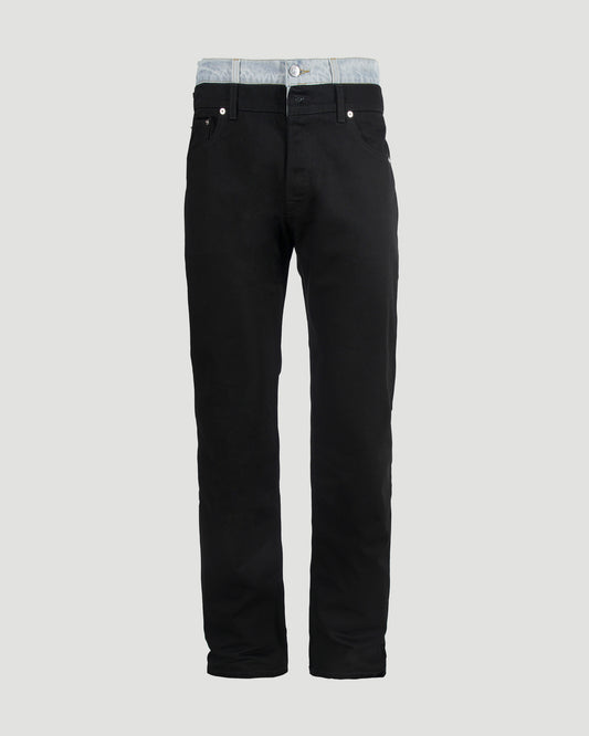 LAYERED JEANS IN BLUE AND GREY