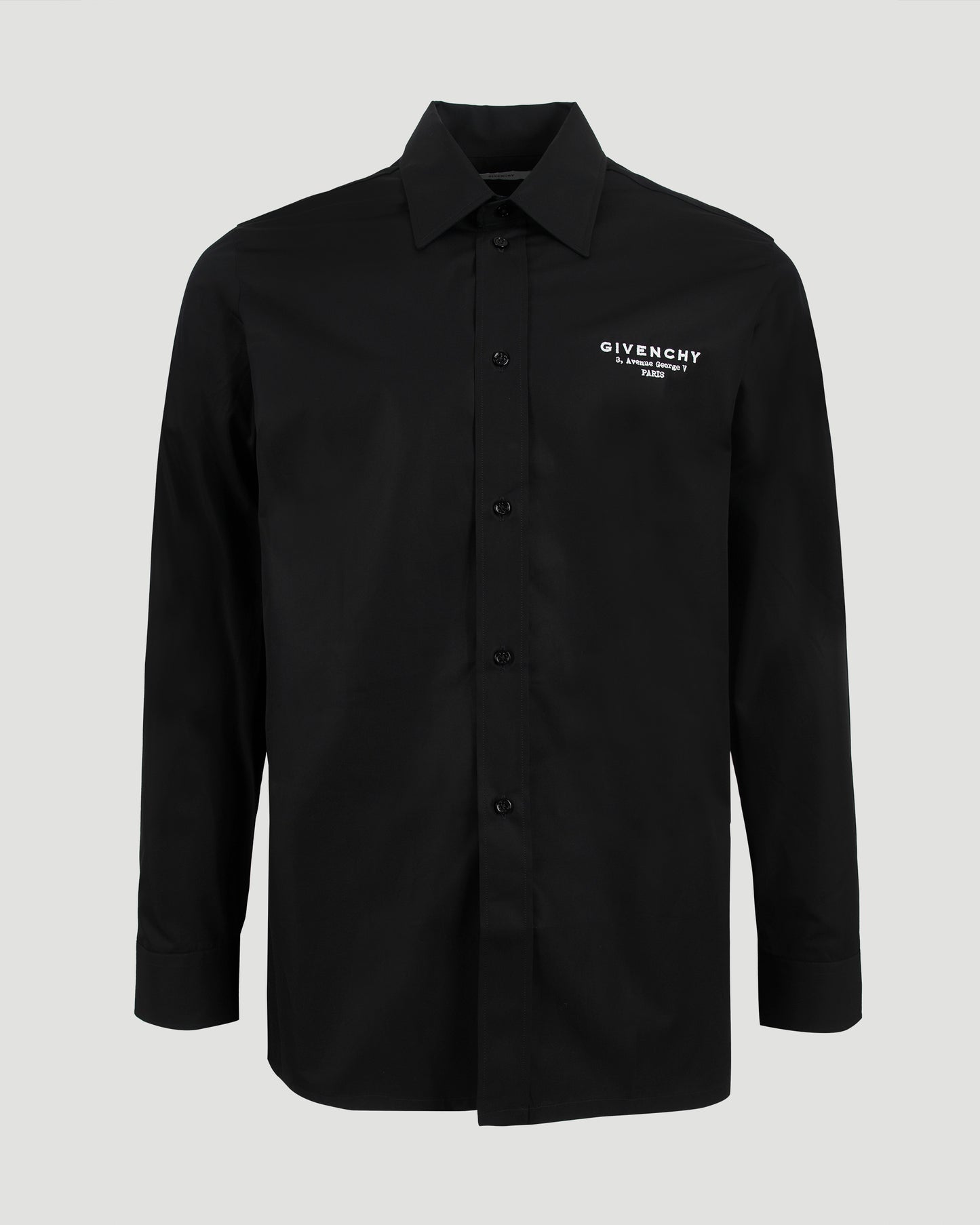 Black Poplin Shirt With Logo Embroidery