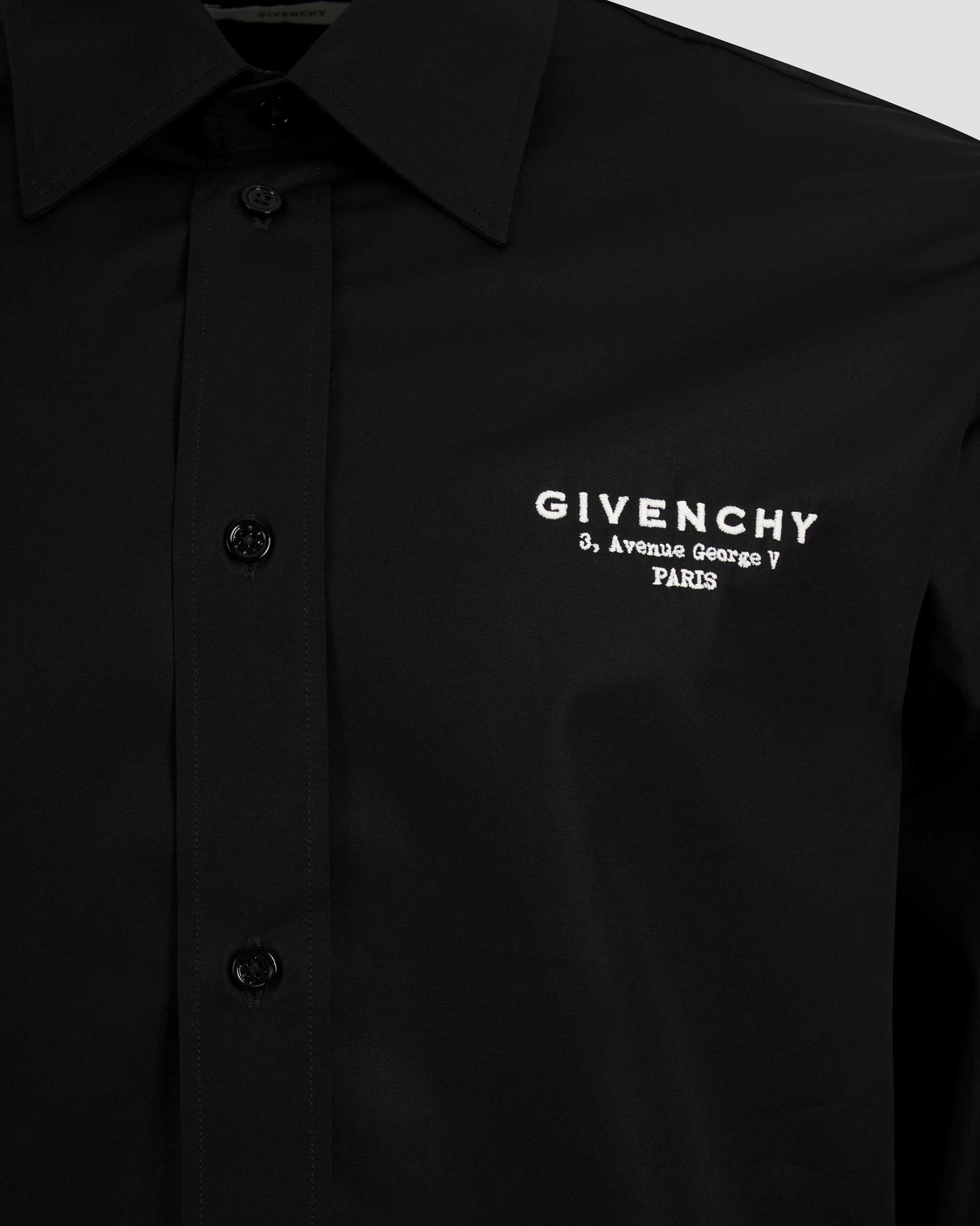 Black Poplin Shirt With Logo Embroidery