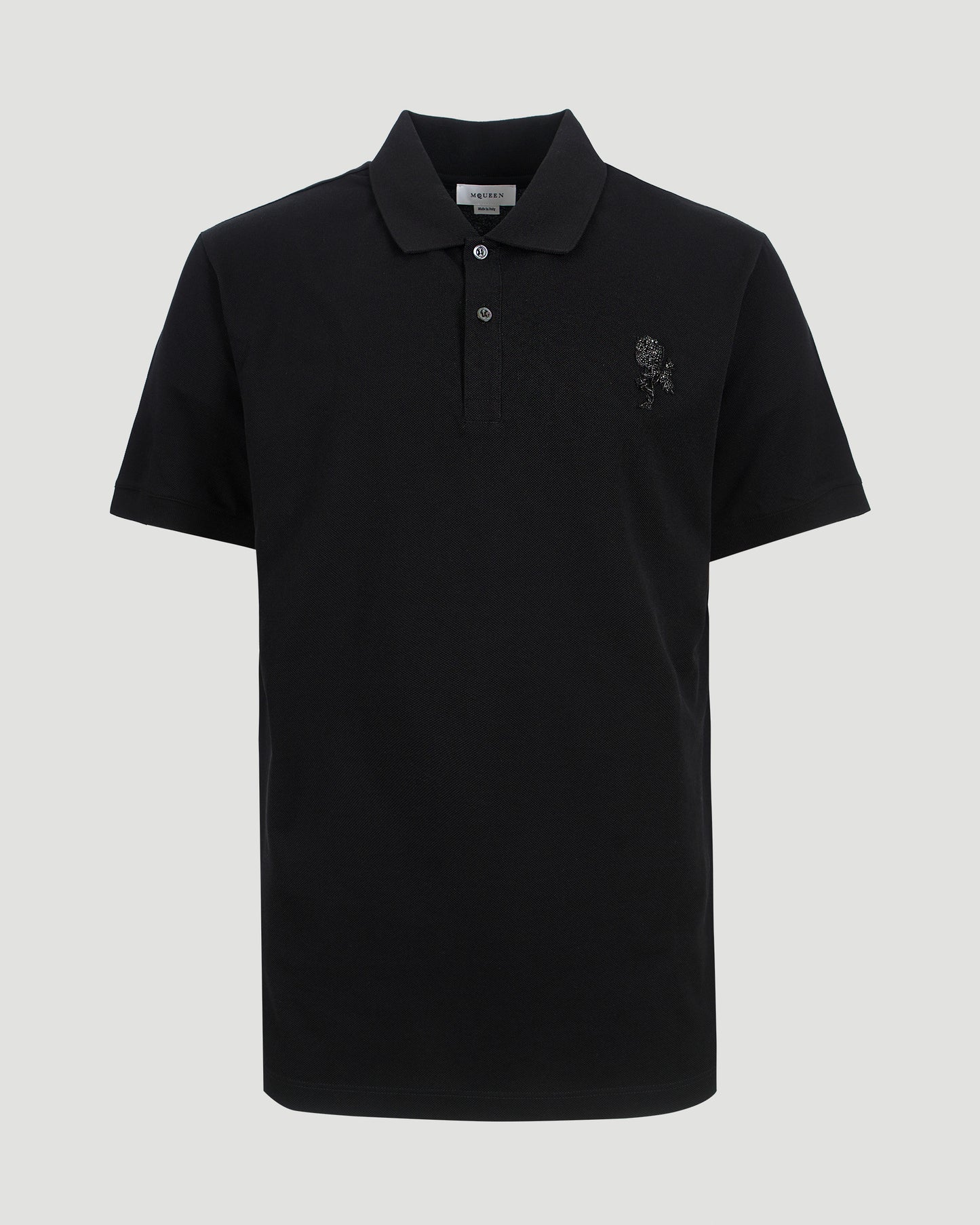 Rose Embroidery Piqué Polo Shirt