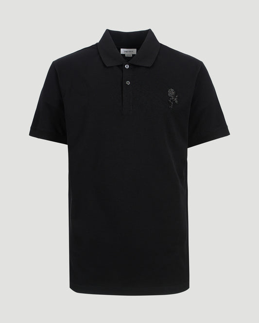 Rose Embroidery Piqué Polo Shirt