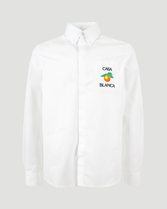 Embroidered Orange Oxford Shirt