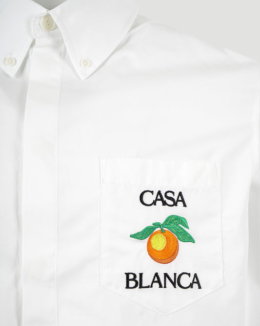 Embroidered Orange Oxford Shirt