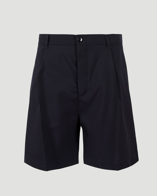 Black Wool Shorts