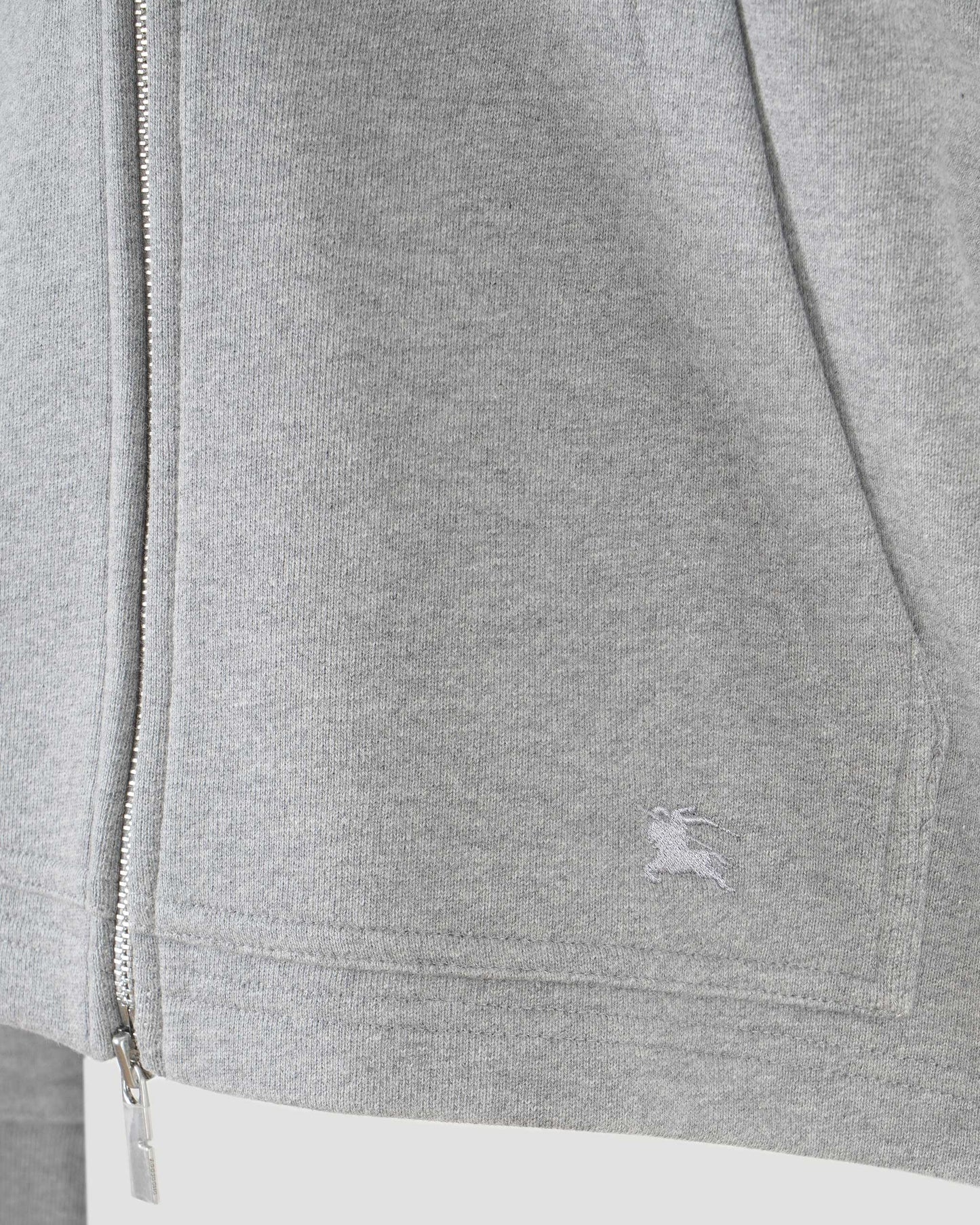 Check Trim Cotton Zip Hoodie
