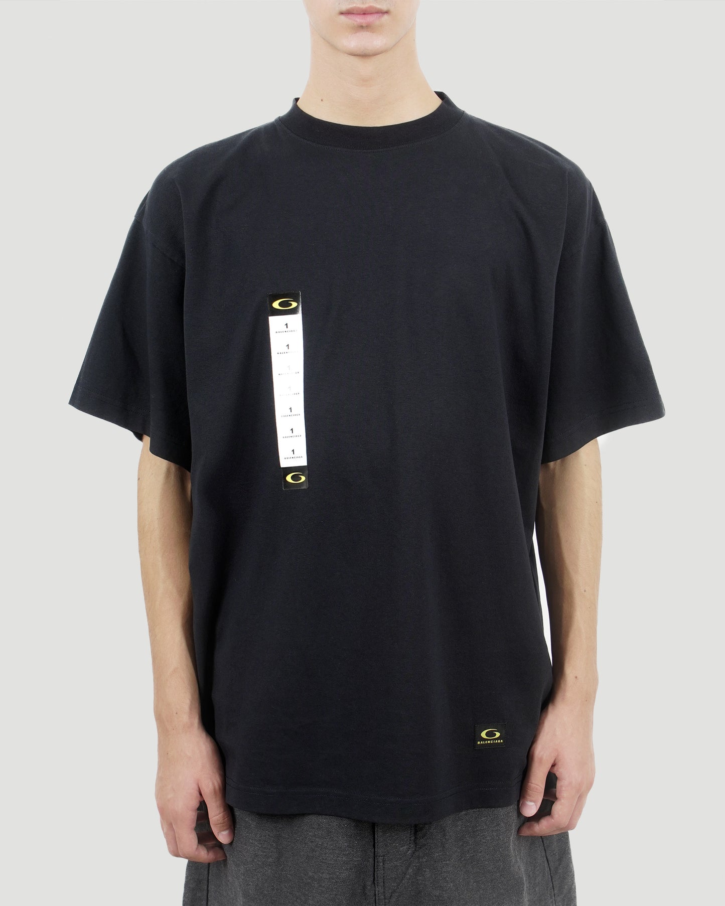 Printed Label Oversized T-Shirt in Black Faded