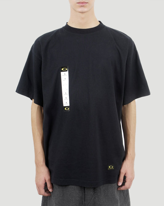 Printed Label Oversized T-Shirt in Black Faded