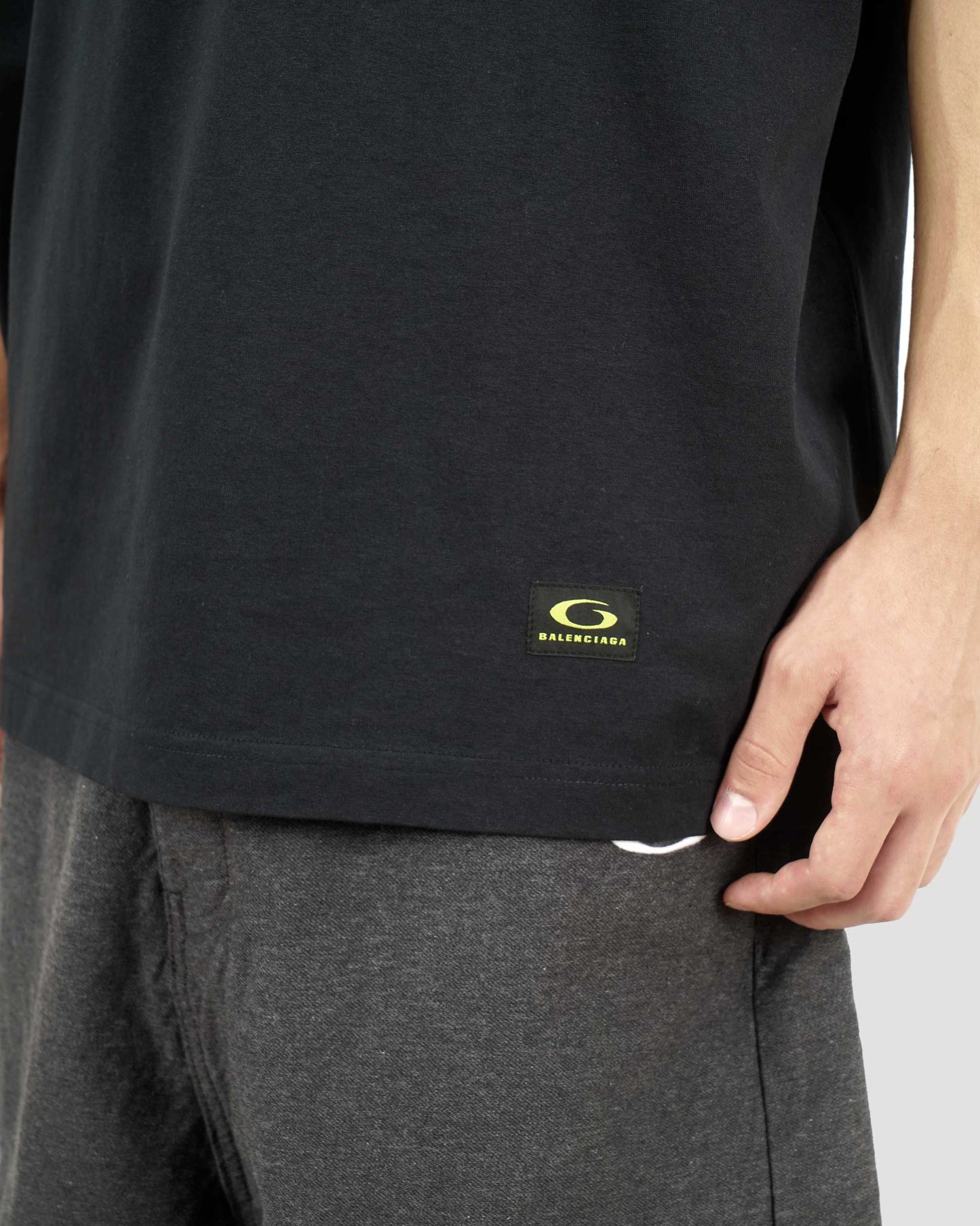 Printed Label Oversized T-Shirt in Black Faded