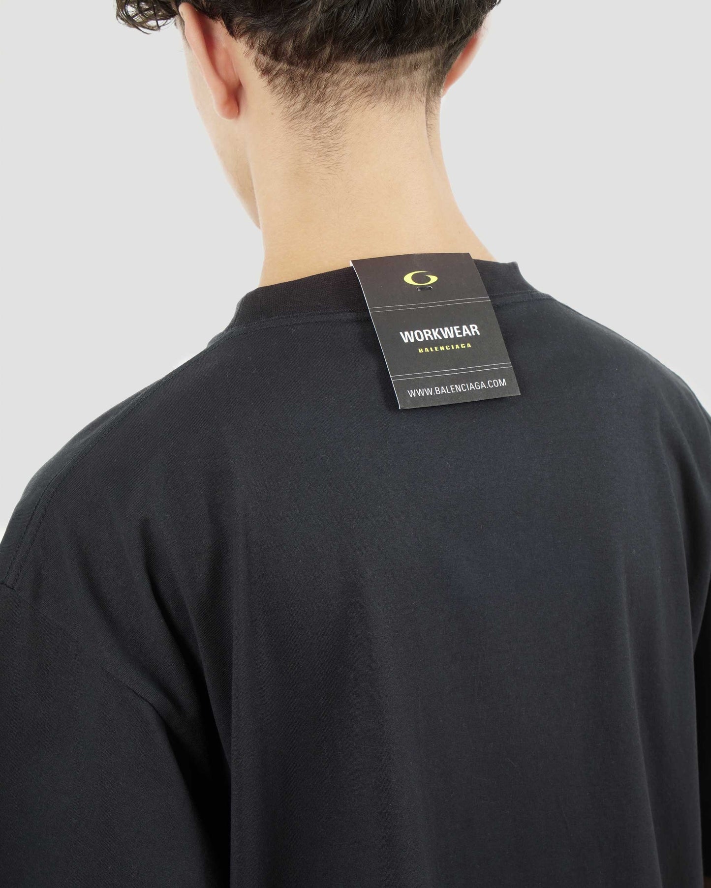 Printed Label Oversized T-Shirt in Black Faded